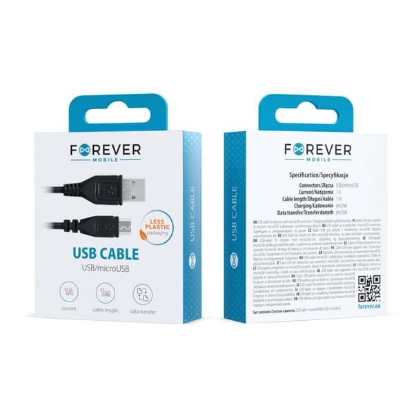 Forever kabel USB - microUSB 1,0 m 1A svart svart