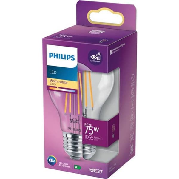 Philips LED-lyspäre 8.5W E 1055lumen 2700K Varmt hvidt lys