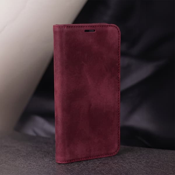 Smart Suede fodral för iPhone 16e / 17e maroon