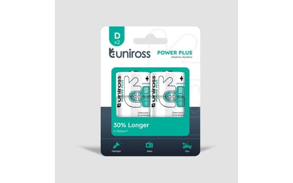 Uniross Batteri 2stk D/LR20 Alkaline POWER PLUS