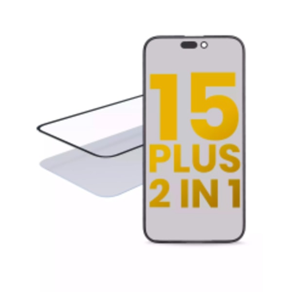 2 i 1 (Glas + OCA förmonterat) för iPhone 15 Plus (OCA Master) (2-pack)