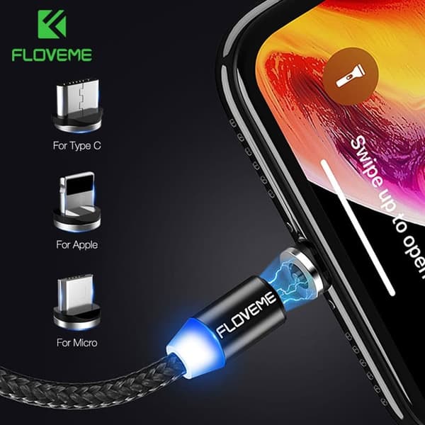 FLOVEME 2M magnetisk ladekabel med 3 huvud