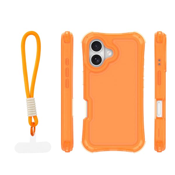Safepop skal med rem för iPhone 16 orange