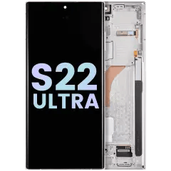 OLED-enhet med ram för Samsung Galaxy S22 Ultra 5G (Service Pack) (Phantom White) vit
