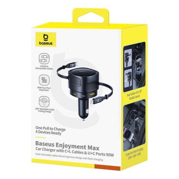 Baseus PD billaddare 1x USB-C + USB-A-port 90W svart