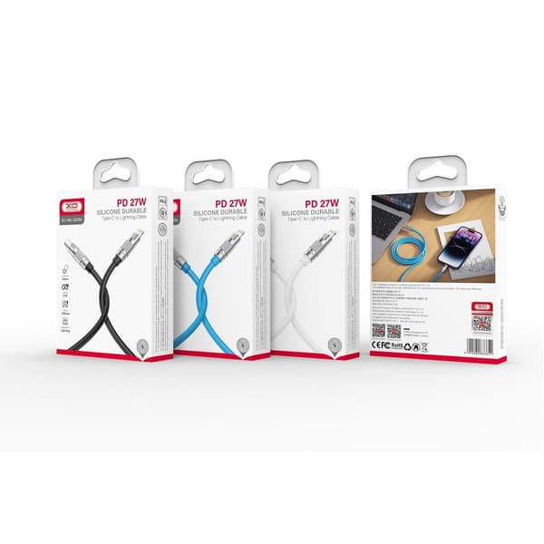 2-pack XO-kabel USB-C - Lightning 1,2 m 27W – Svart svart