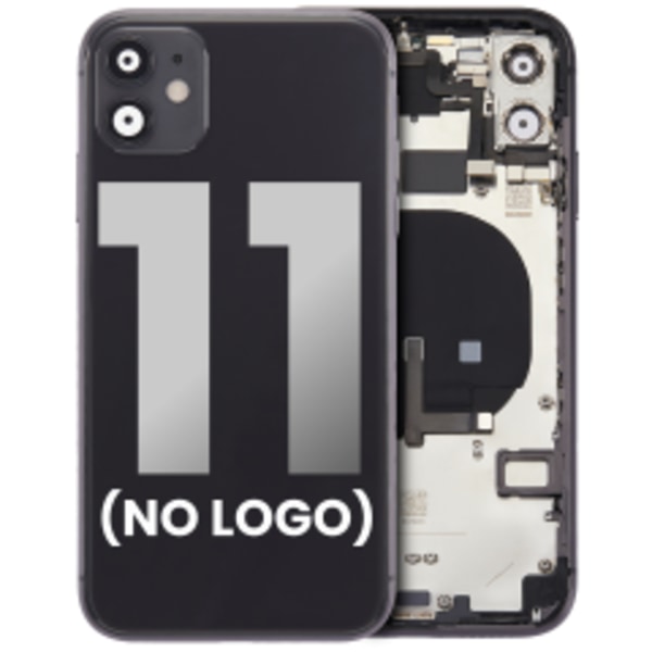 Baksida med förmonterade småkomponenter för iPhone 11 (ingen logotyp) (eftermarknad Plus) (svart)