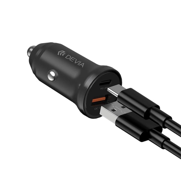 Devia billaddare Smart Mini PD QC 3 0 30W 1x USB 1x USB-C vit vit