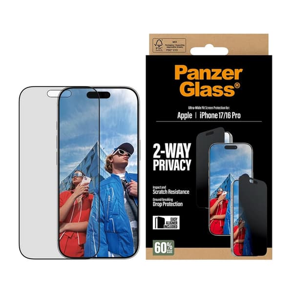 PanzerGlass 2-Way Privacy Skärmbeskytter till iPhone 17 / iPhone 16 Pro