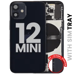 Bakre hölje med smådelar för iPhone 12 Mini (EU / Global version) (Begagnad OEM Pull: Grade B) (Svart)