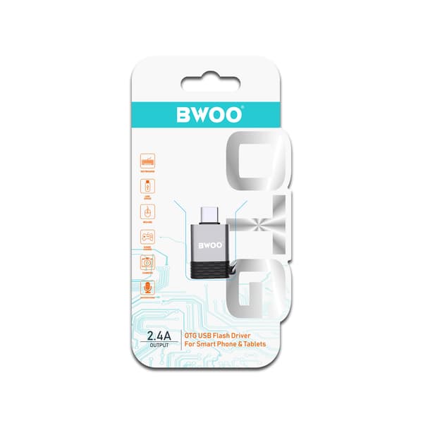 BWOO Adapter USB - USB-C grå OTG BZ-35