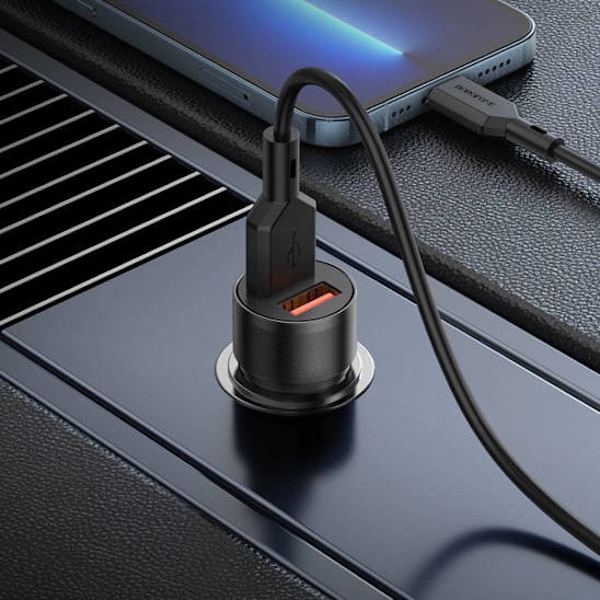 BOROFONE Billaddare - BZ15 2.4A 2 x USB + kabel micro USB med LED-skärm vit