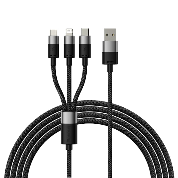 Baseus-kabel 3i1 StarSpeed USB - micro USB + Lightning + USB-C 1,2m 3,5A svart
