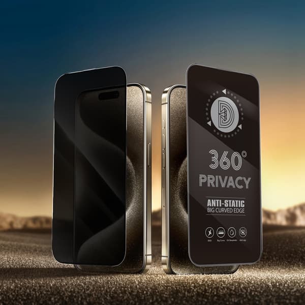 Härdat glas Sekretess 360 för iPhone 15 Plus / 16 Plus