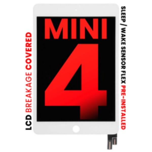 LCD-enhet med digitizer för iPad Mini 4 (Sleep / Wake Sensor Flex förinstallerad) (Eftermarknad Pro: XO7) (Vit)