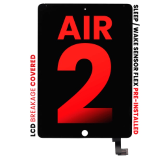 LCD-enhet med digitizer för iPad Air 2 (Sleep / Wake Sensor Flex förinstallerad) (Eftermarknad Pro: XO7-2) (Svart)