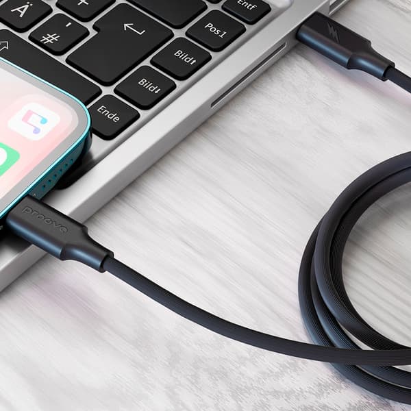 Proove kabel Randig Silikon USB-C - Lightning 1m 3A svart