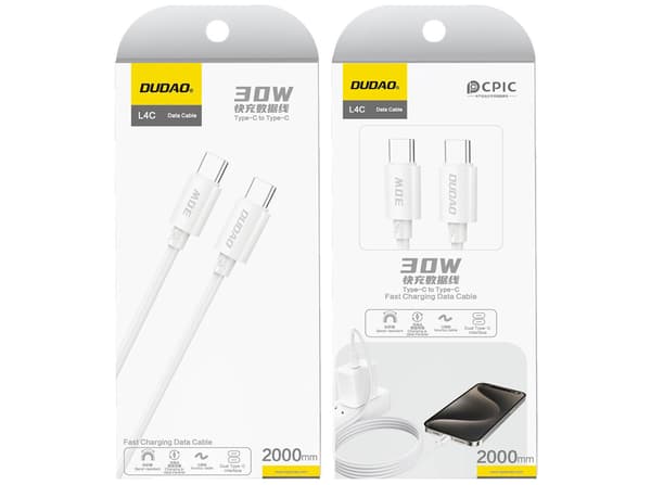 Dudao L4C USB-C to USB-C 2m vit vit