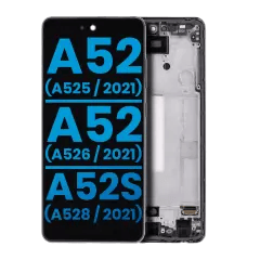 LCD-enhet med ram (utan fingeravtryckssensor) för Samsung Galaxy A52 4G (A525 / 2021) / A52 5G (A526 / 2021) / A52S (A528 / 2021) (Eftermarknad