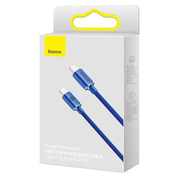 Baseus kabel Crystal Shine USB-C - USB-C 1,2 m 100W blå blå