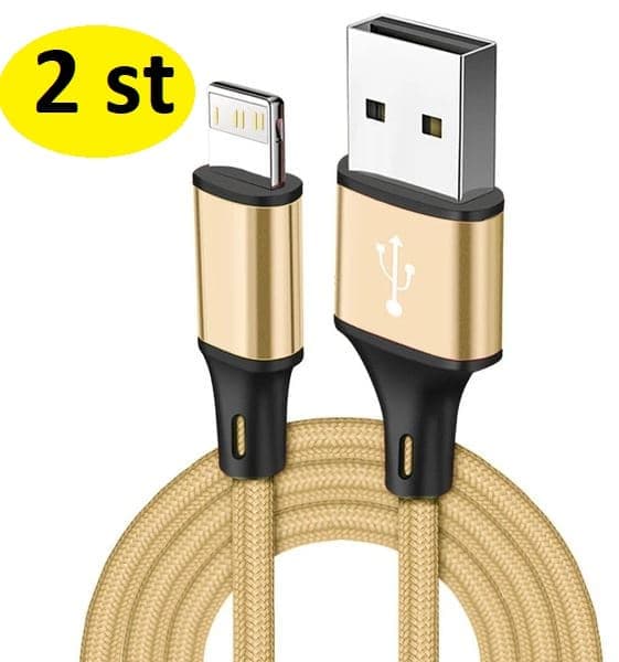 2-Pack 3 m iPhone Laddkablar – Guld | Extra Långa & Slitstarka guld