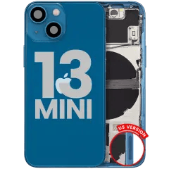Baksida med smådelar för iPhone 13 Mini (amerikansk version) (Använd OEM-drag: Klass C) (Blå)