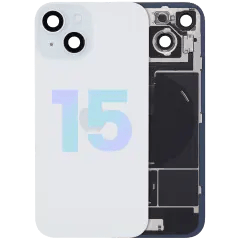 Baksida i glas med MagSafe-magnet & NFC & ficklampsflex för iPhone 15 (Service Pack) (Blå) blå