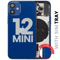 Baksida med smådelar för iPhone 12 Mini (EU / Global version) (Begagnad OEM-dragning: Klass A) (Blå)
