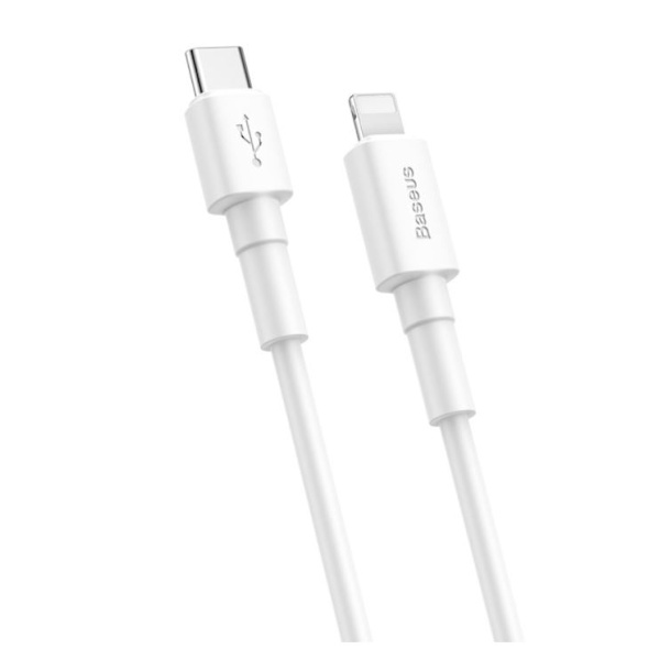 1M Baseus 18W pd Kabel USB-C till Lightning 18W vit