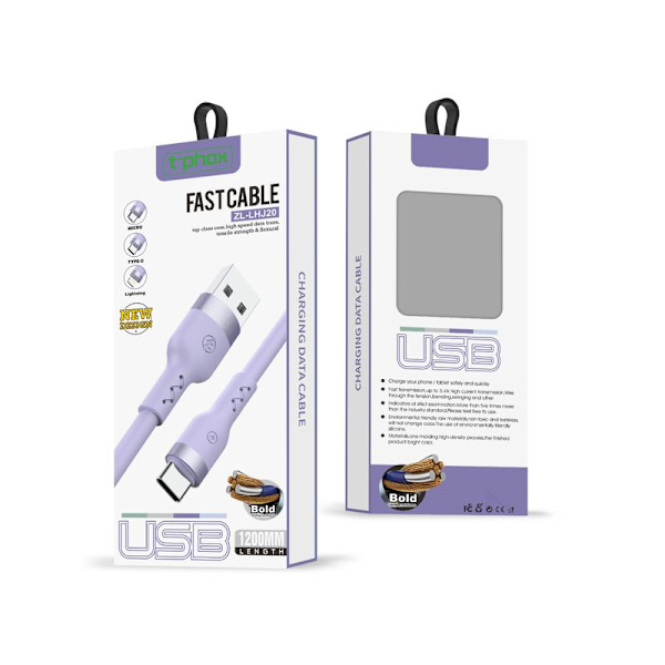 T-PHOX KABEL BOLD USB/LIGHTNING 3A HIMMELSBLÅ