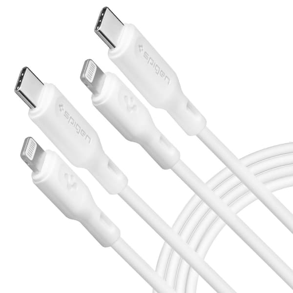 2-pack Lightning-kabel för iPhone - Spigen DuraSync 100cm Vit, MFi-certifierad