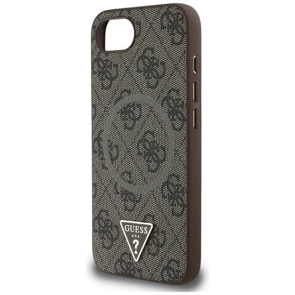 Guess HC MagSafe PU 4G Ring Triangle Logo skal för iPhone 16e Brun
