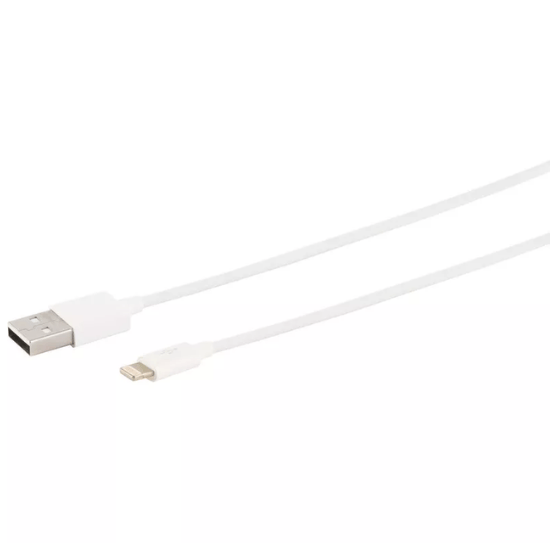 USB-A laddningskabel, 8-stift, 2.0, ABS, vit, 0.5m vit