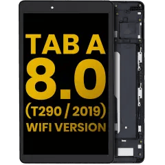 LCD-enhet med ram för Samsung Galaxy Tab A 8.0\" (T290) (2019) (WiFi-version) (Renoverad) (Svart) svart