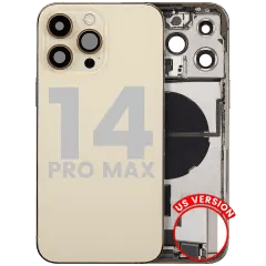 Baksida med laddningsport flex och smådelar för iPhone 14 Pro Max (amerikansk version) (begagnad OEM-del: Grade B) (guld) guld