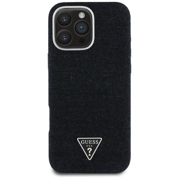 Guess HC MagSafe FW Denim Triangle Logo Case for iPhone 16 Pro Black
