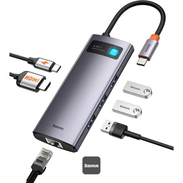 Baseus Metal Gleam Series 6-i-1 USB-C-hubb 100W 5Gbps