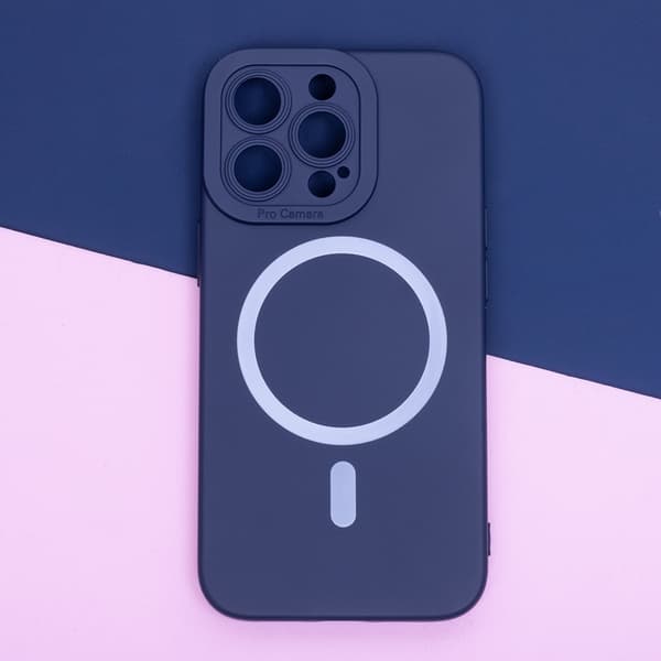 Silicon Mag skal för iPhone 15 Plus mörkblå