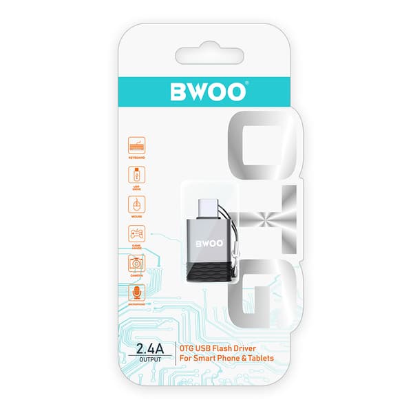 BWOO Adapter USB - USB-C grå OTG BZ-35