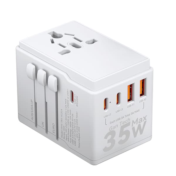 Dudao A35Pro Universal reseadapter 35Watt GaN 3xUSB-C + 2xUSB-A Vit