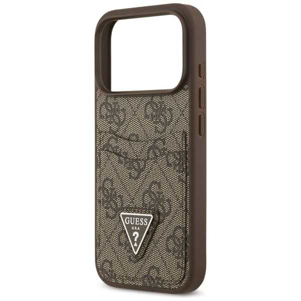 Guess 4G Double Card Triangle-fodral för iPhone 17 Pro brun