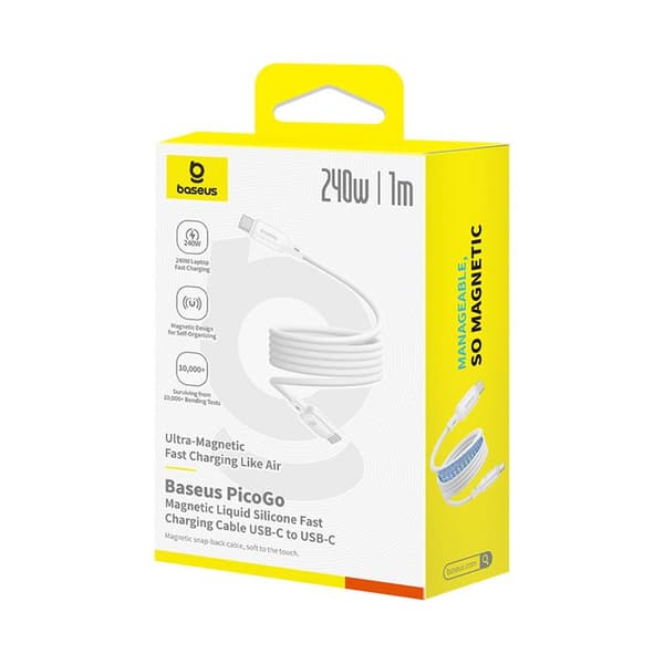 Baseus-kabel PicoGo PD USB-C - USB-C 1,0m månvitt 240W magnetisk