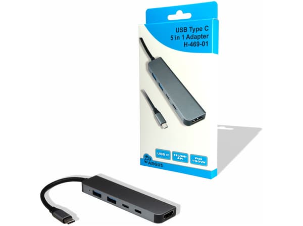 Argus H-469-01 Hub 5 porte USB-C