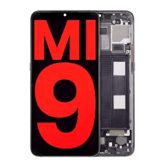 OLED-enhet med ram för Xiaomi Mi 9 (Eftermarknad Plus) (Piano Black) svart