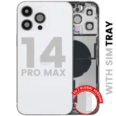 Baksida med laddningsport flex och smådelar för iPhone 14 Pro Max (EU / Global version) (Begagnad OEM-del: Klass C) (Silver) silver