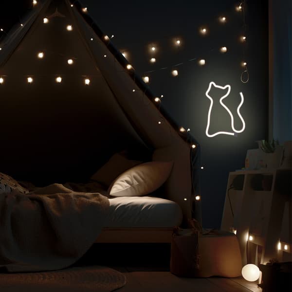 Neon LED-ljus KATT varmvit Fladdermus + USB FLNE03 Forever Light
