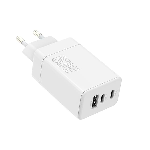 Maxlife MXTC-08-65ACC PD QC laddare 2x USB-C 1x USB 65W vit vit