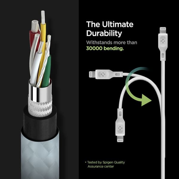 2-pack Lightning-kabel för iPhone - Spigen DuraSync 100cm Vit, MFi-certifierad