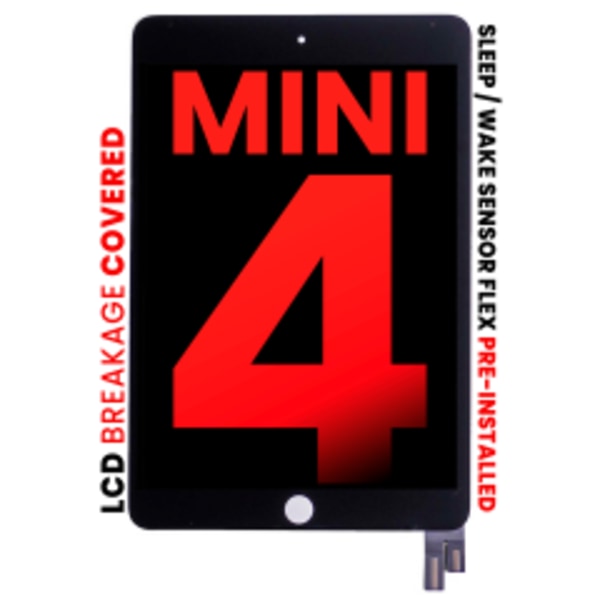 LCD-enhet med digitizer för iPad Mini 4 (Sleep / Wake Sensor Flex förinstallerad) (Eftermarknad Pro: XO7) (Svart)