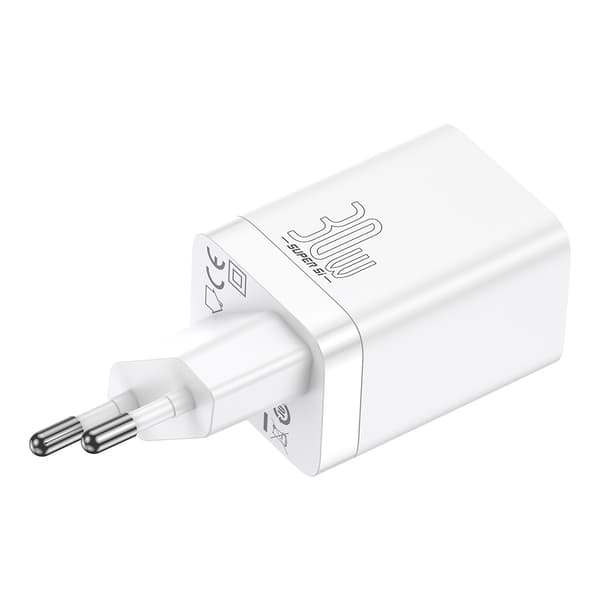 Baseus väggladdare Super Si PD 30W 1x USB-C 1x USB vit